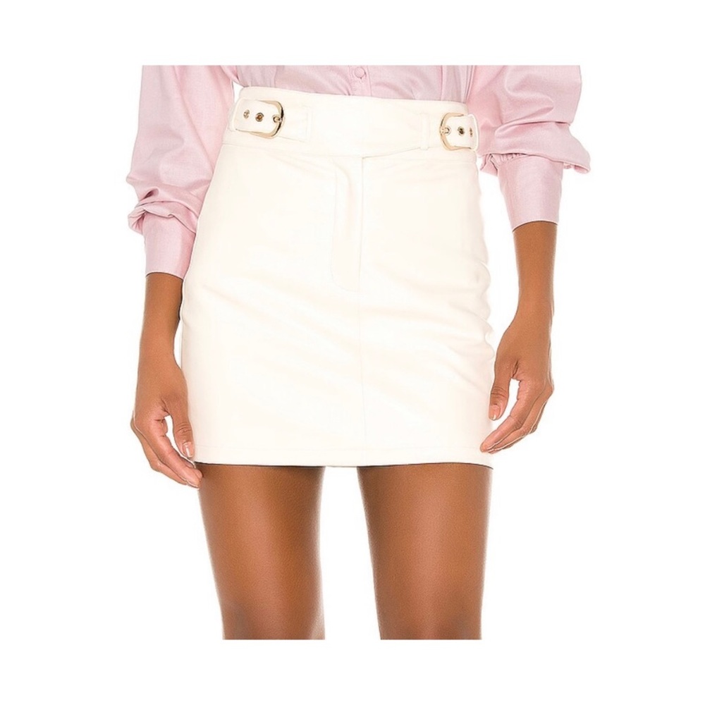 Camila Coelho Isabela Faux Leather Mini Skirt in Ivory